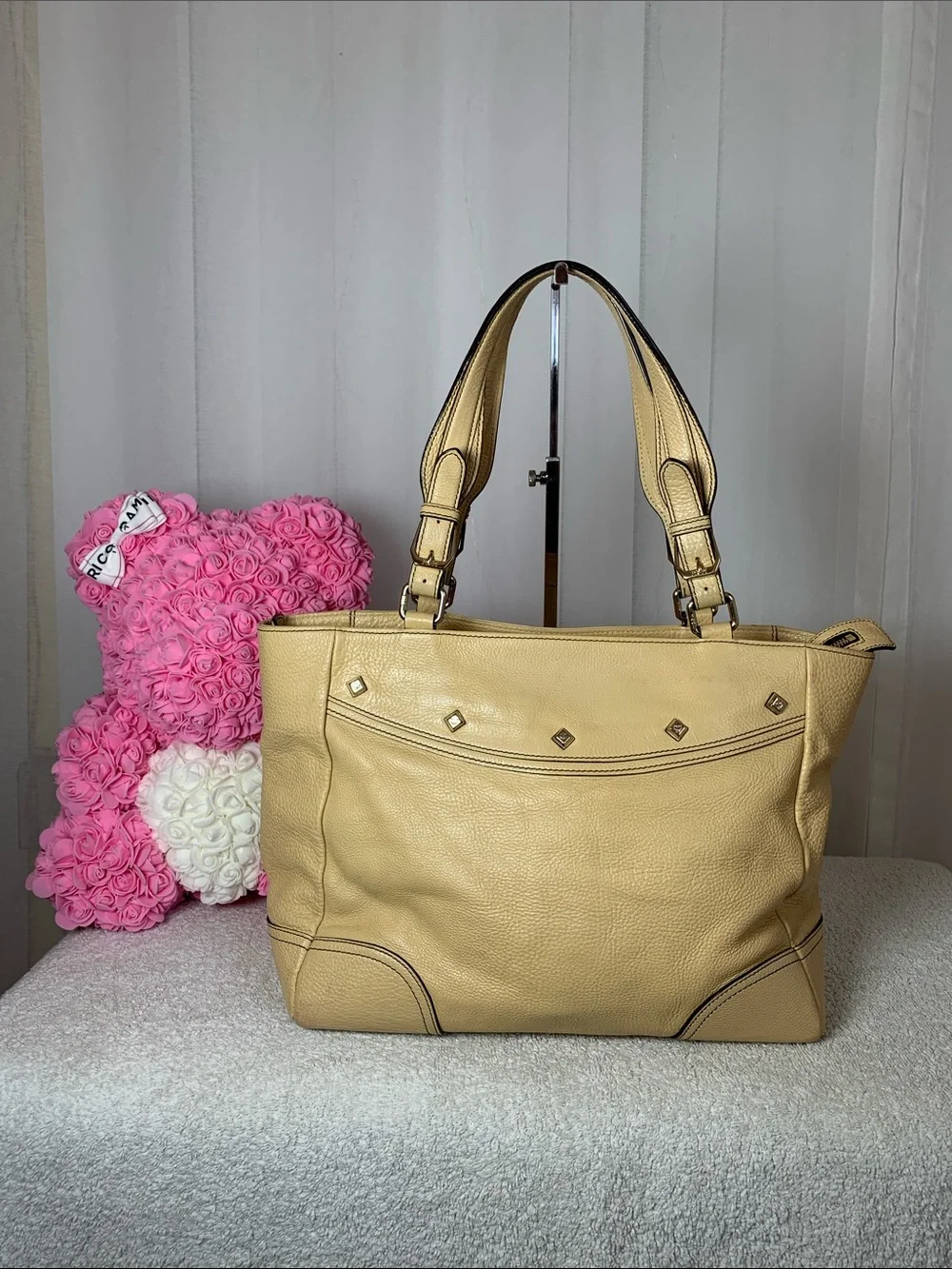 GUC MCM Vintage Ivory Visetos Monogram Satchel